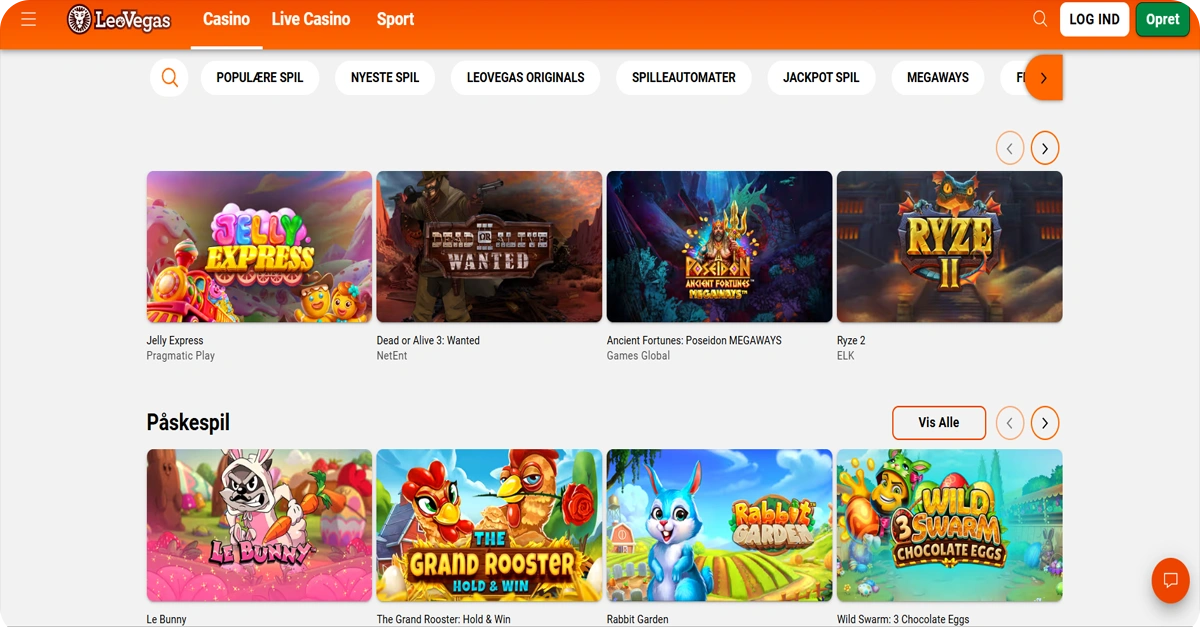 Casino spil hos LeoVegas